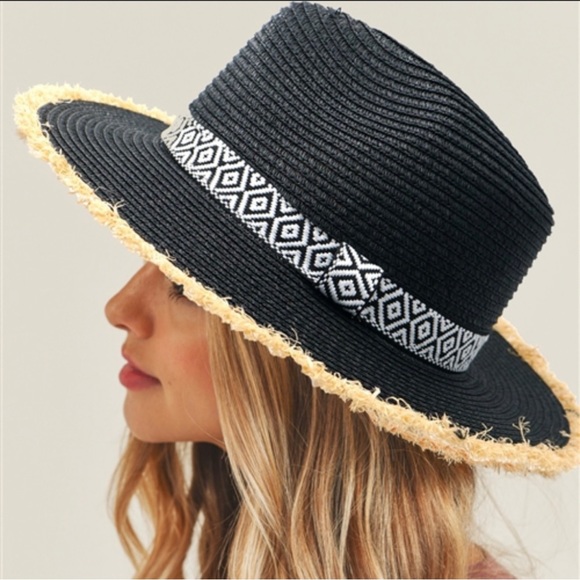 Frayed trim Aztec hat - Picture 1 of 3